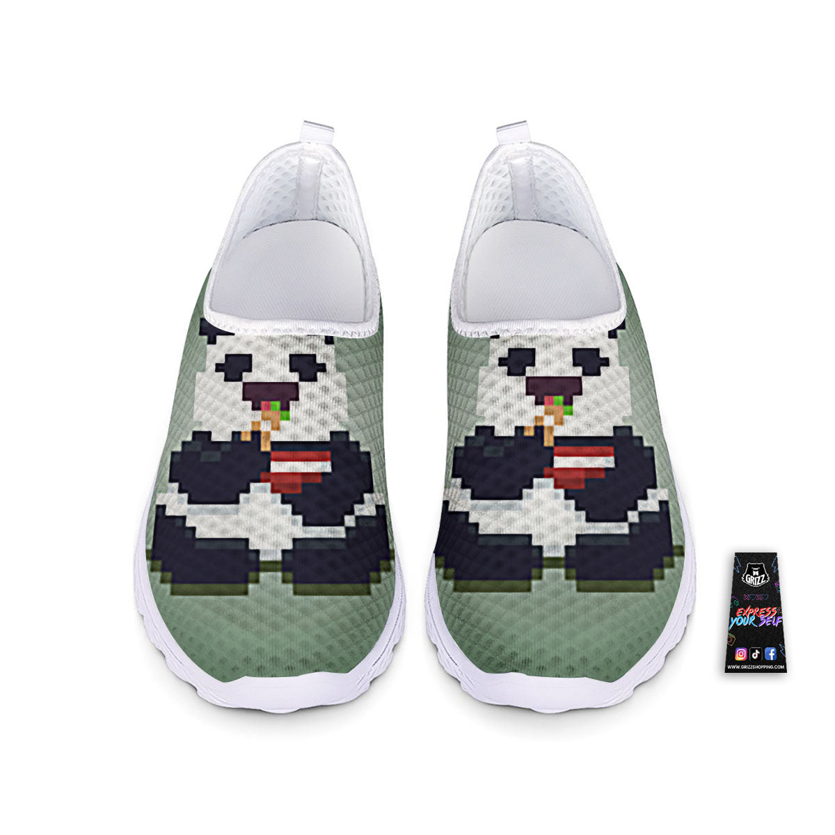 Panda 8-Bit Pixel Print Nurse Shoes-grizzshop