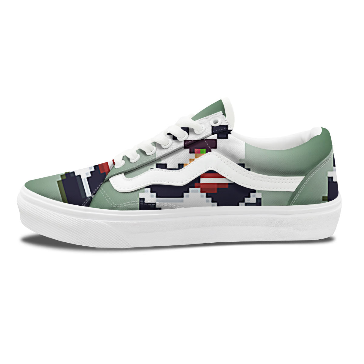 Panda 8-Bit Pixel Print Skate Shoes-grizzshop