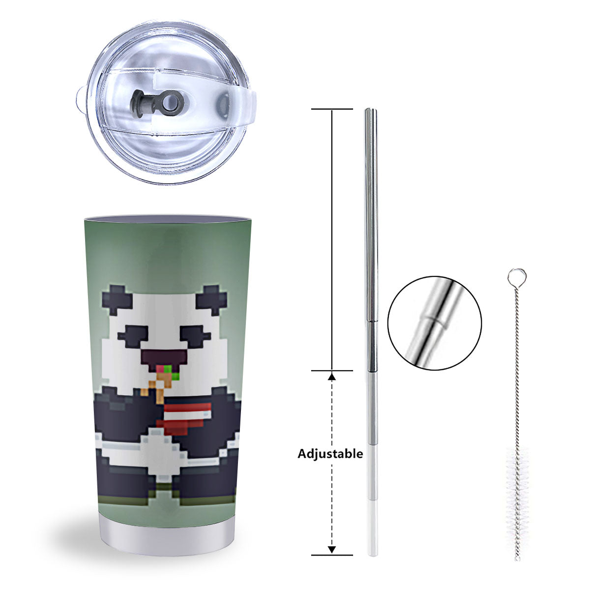 Panda 8-Bit Pixel Print Tumbler-grizzshop