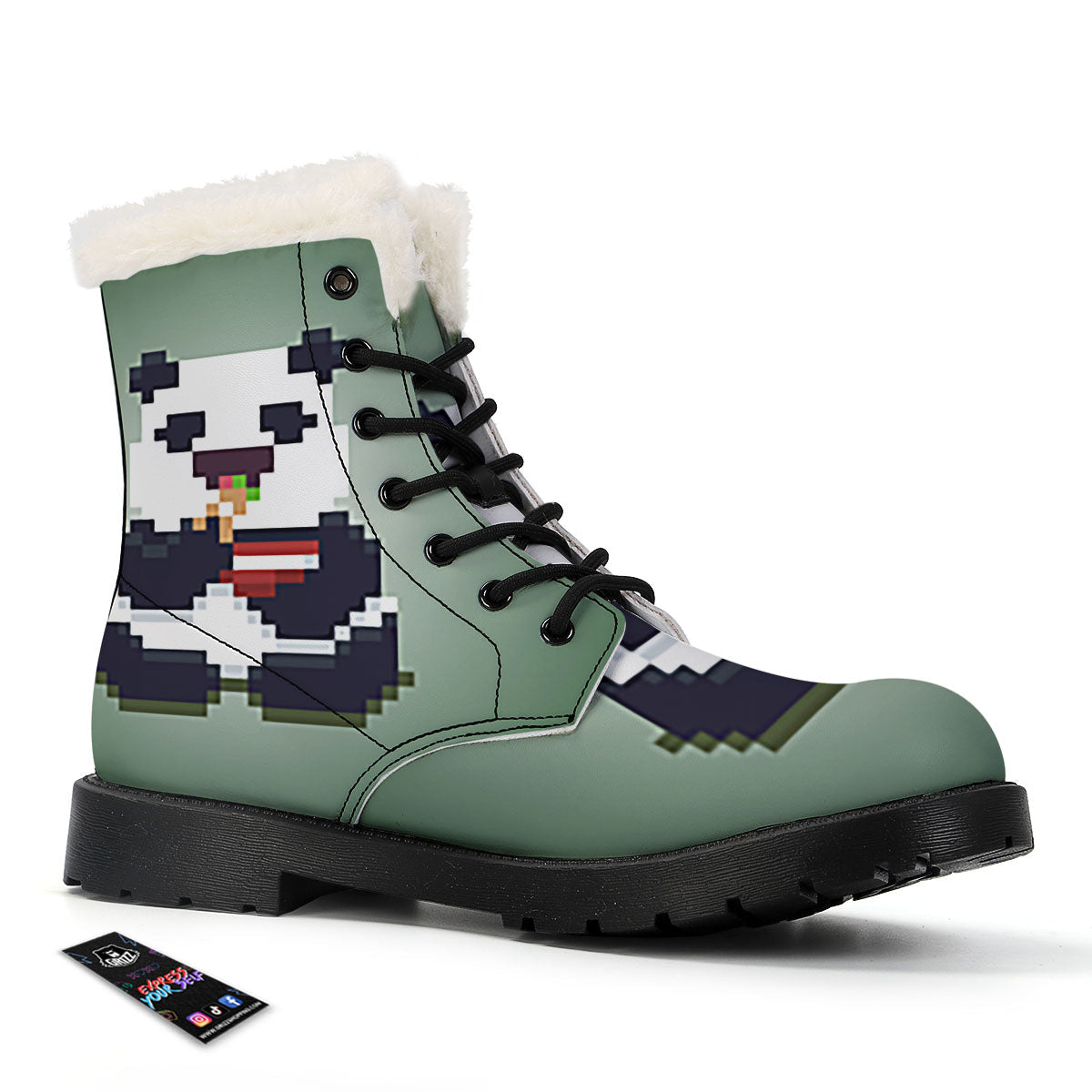 Panda 8-Bit Pixel Print Winter Boots-grizzshop
