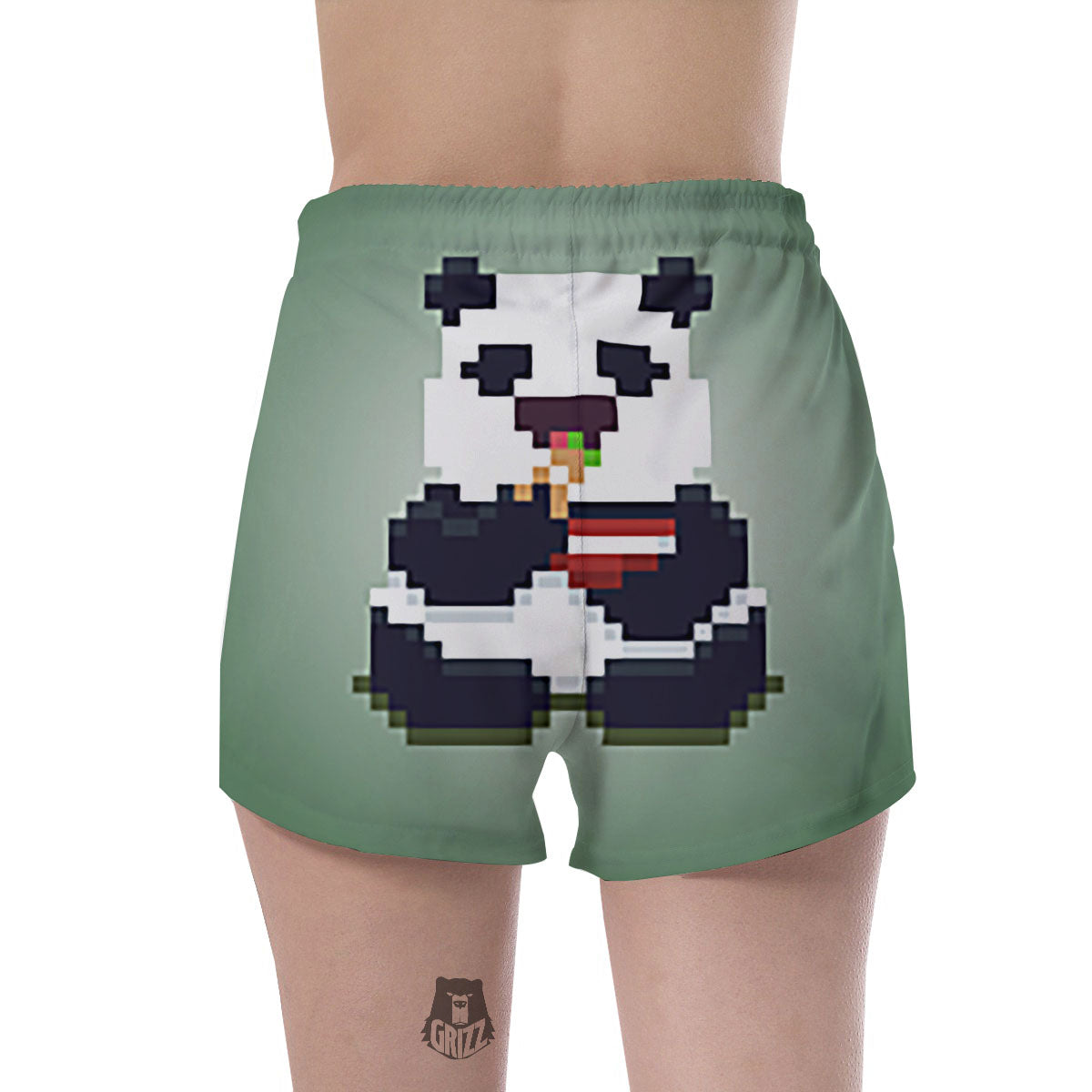 Panda 8-Bit Pixel Print Women's Shorts-grizzshop