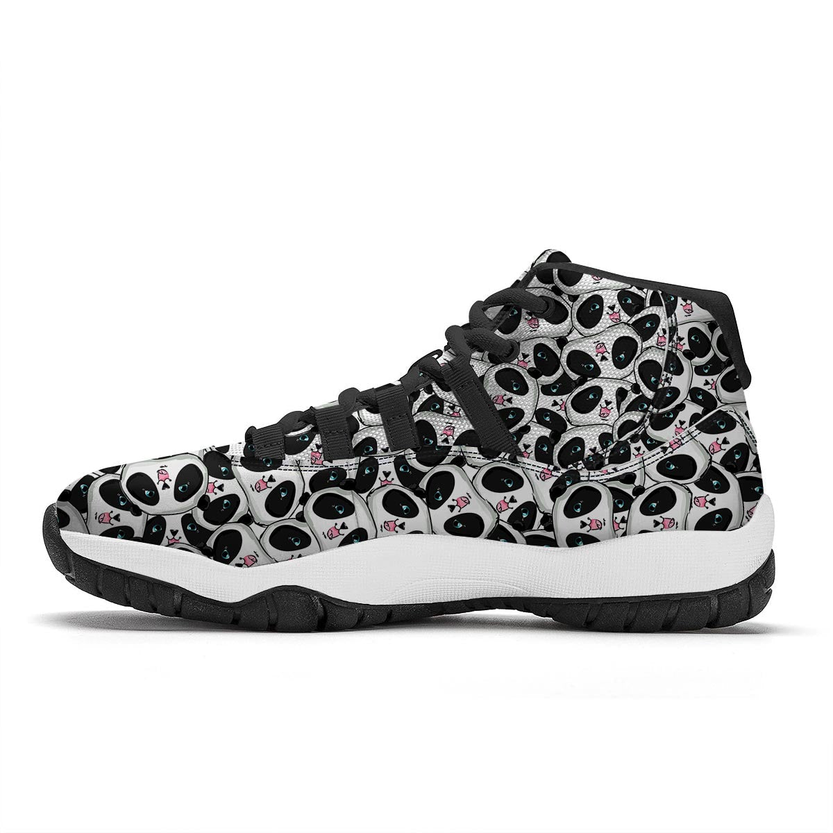 Panda Baby Pattern Print Black Bball Shoes-grizzshop