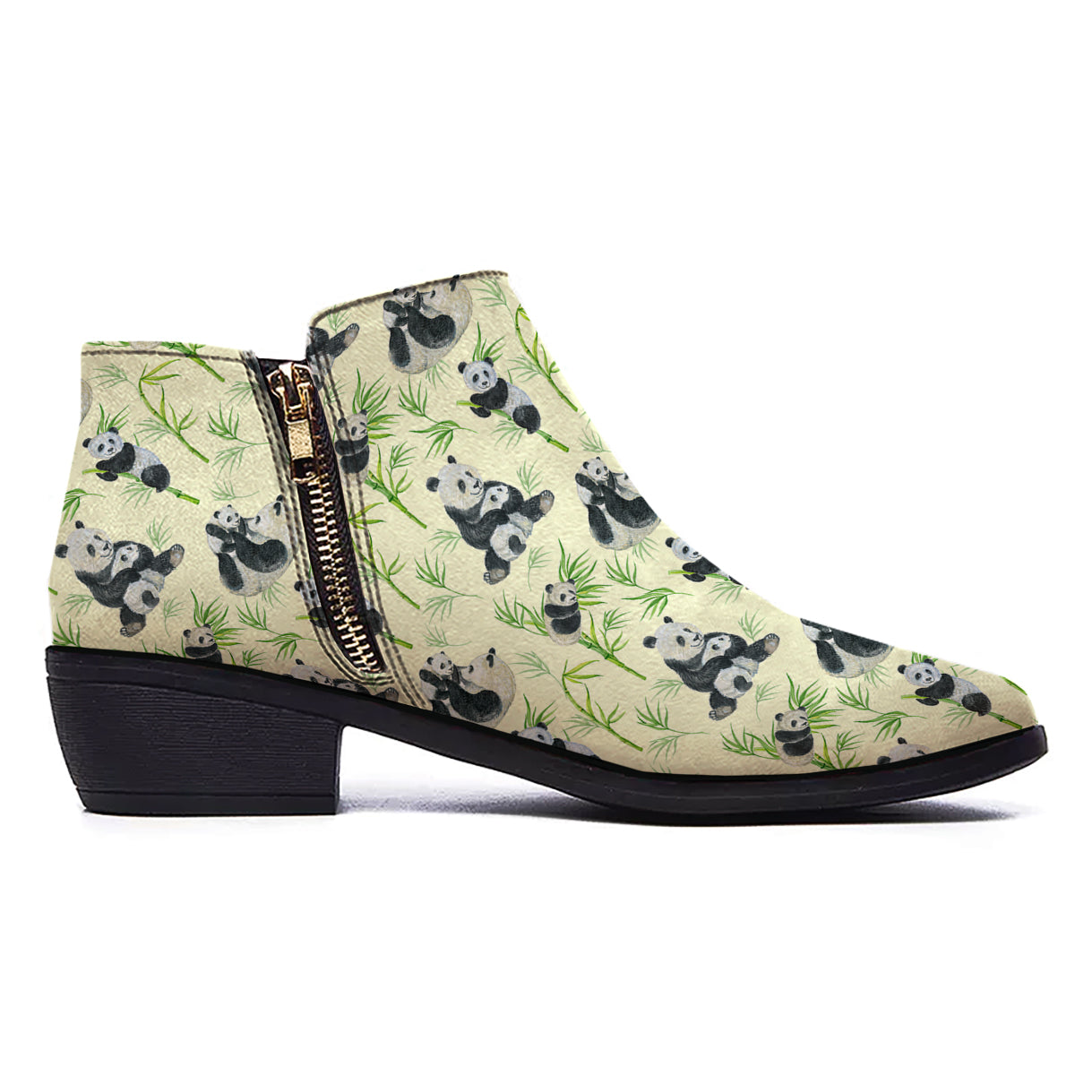 Panda Bamboo And Baby Print Pattern Ankle Boots-grizzshop