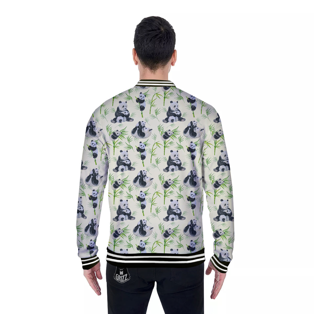 Panda Bamboo And Baby Print Pattern Baseball Jacket-grizzshop