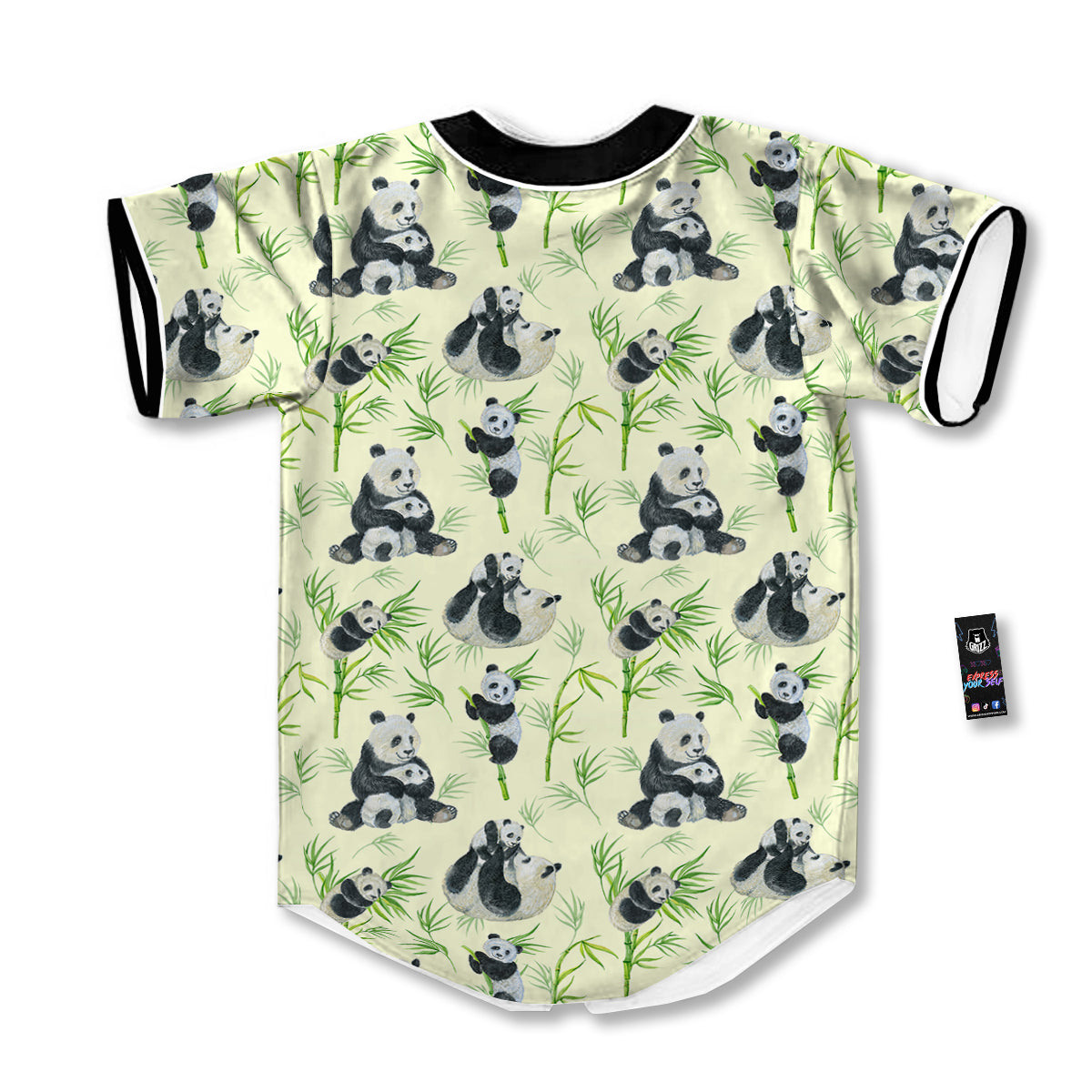 Panda Bamboo And Baby Print Pattern Baseball Jersey-grizzshop