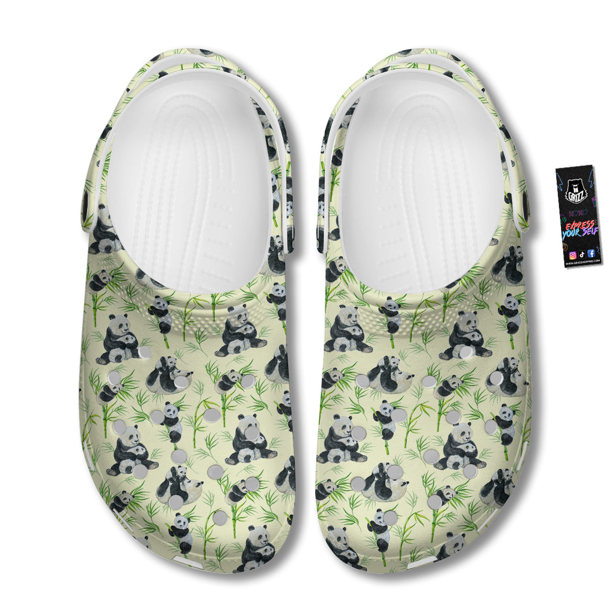 Panda Bamboo And Baby Print Pattern Clog-grizzshop