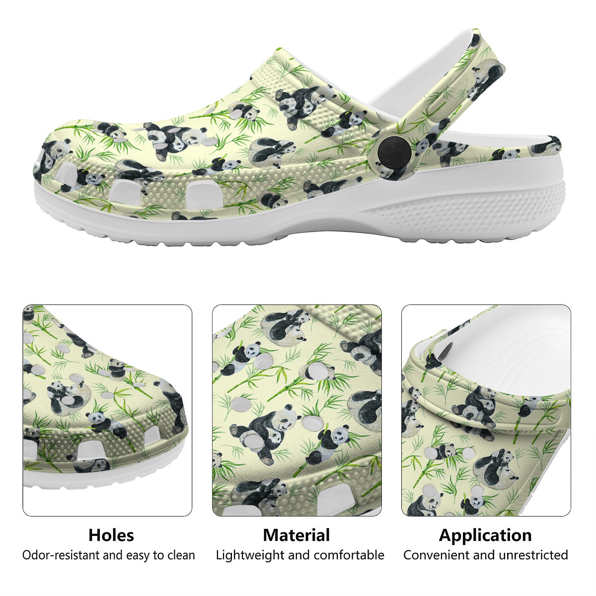 Panda Bamboo And Baby Print Pattern Clog-grizzshop