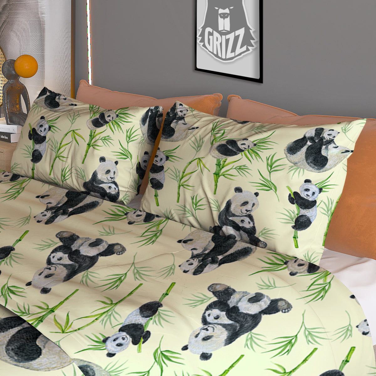 Panda Bamboo And Baby Print Pattern Duvet Cover Bedding Set