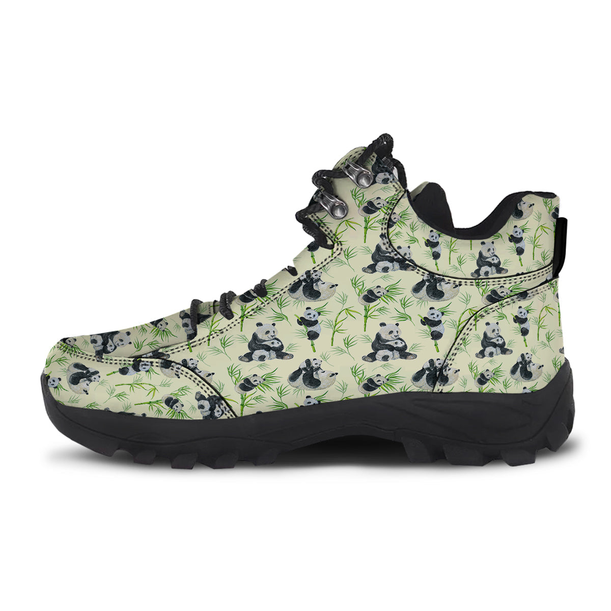 Panda Bamboo And Baby Print Pattern Hiking Shoes-grizzshop