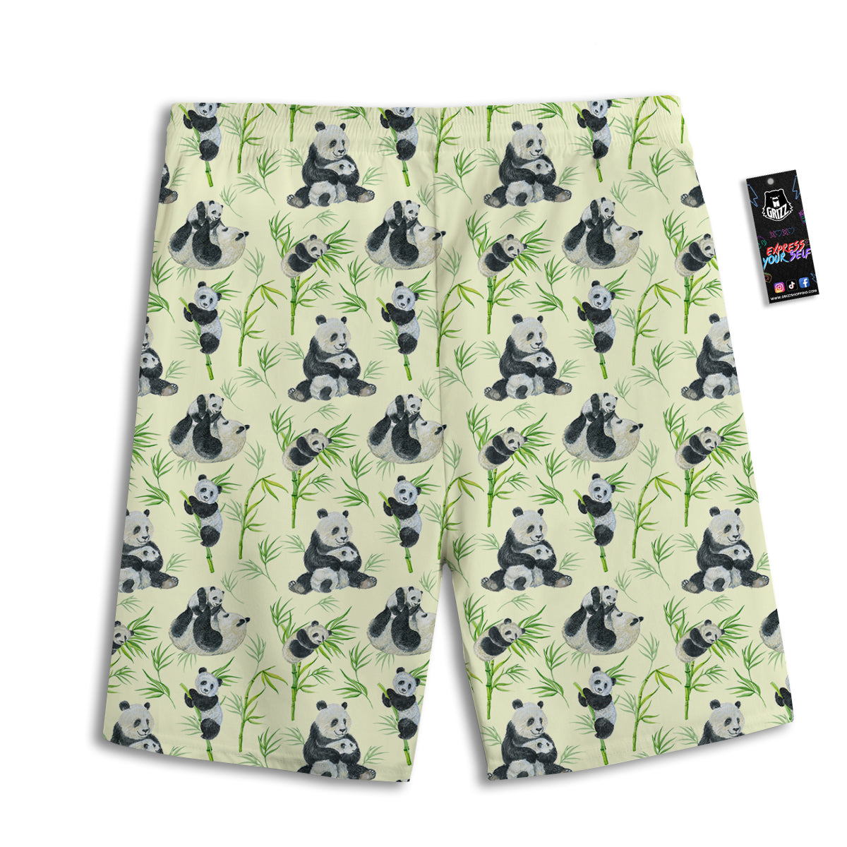 Panda Bamboo And Baby Print Pattern Men's Athletic Shorts