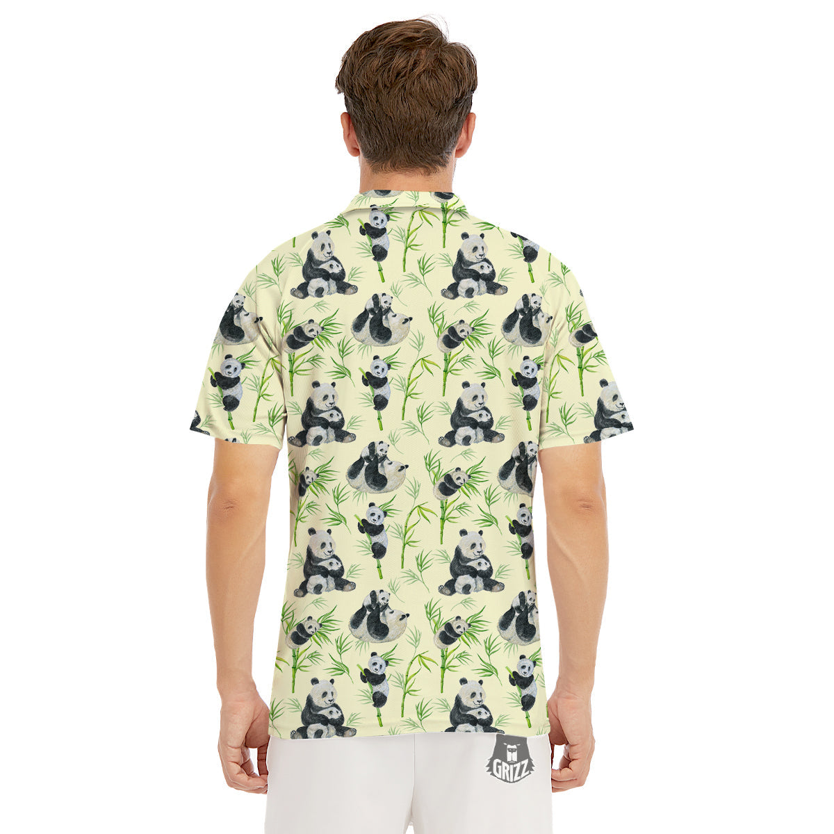 Panda Bamboo And Baby Print Pattern Men's Golf Shirts-grizzshop