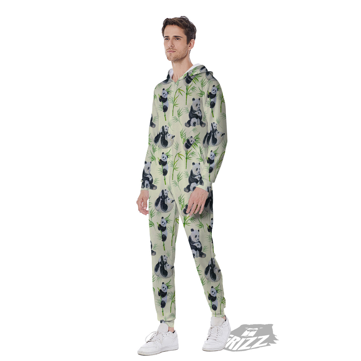 Panda Bamboo And Baby Print Pattern Men's Jumpsuit-grizzshop