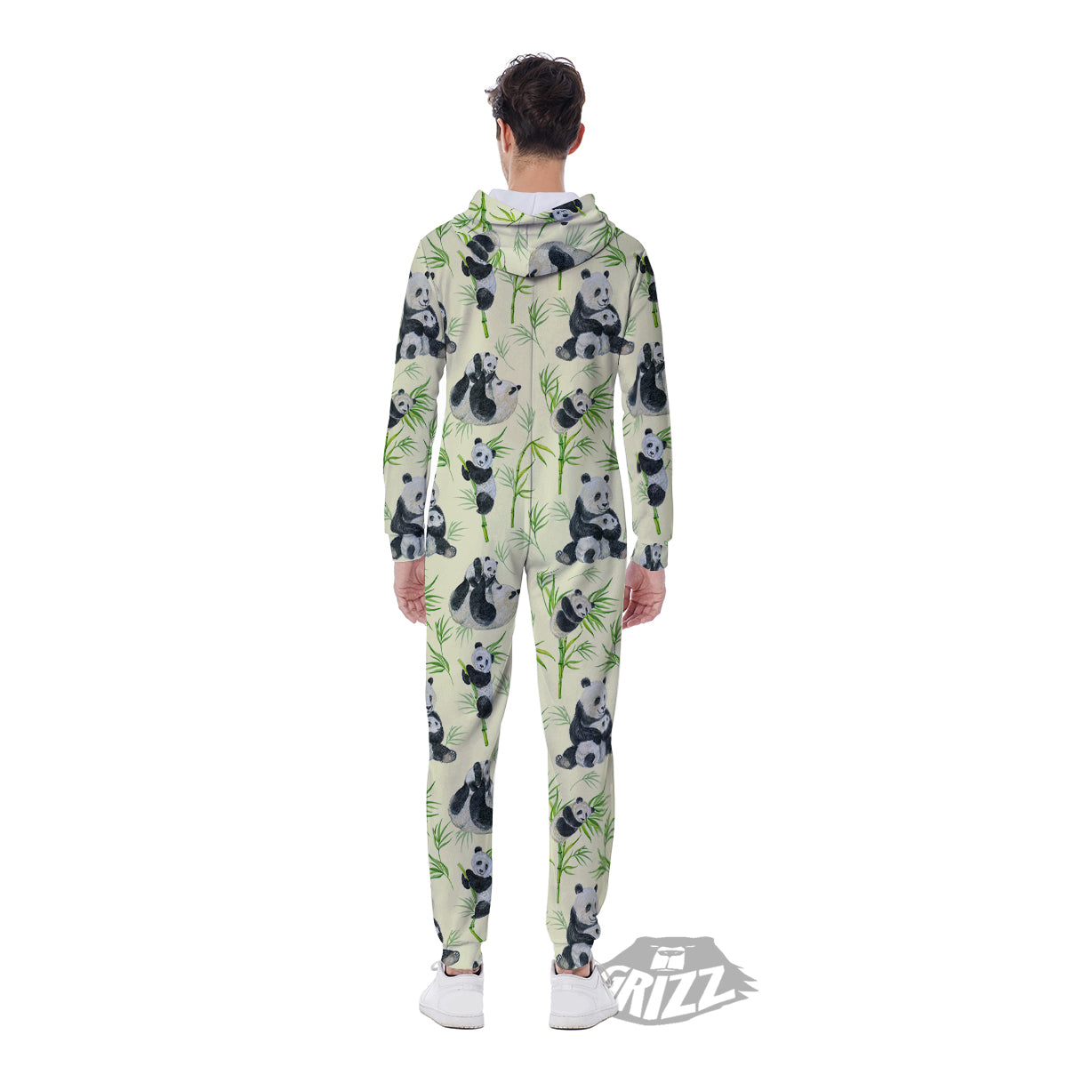 Panda Bamboo And Baby Print Pattern Men's Jumpsuit-grizzshop