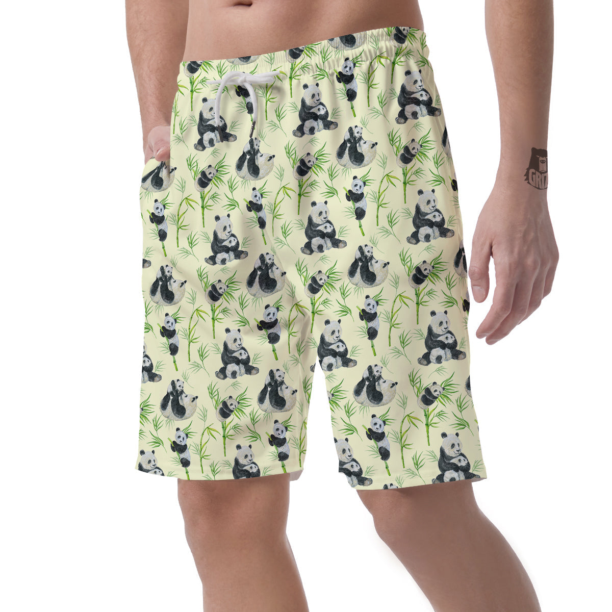 Panda Bamboo And Baby Print Pattern Men's Shorts-grizzshop