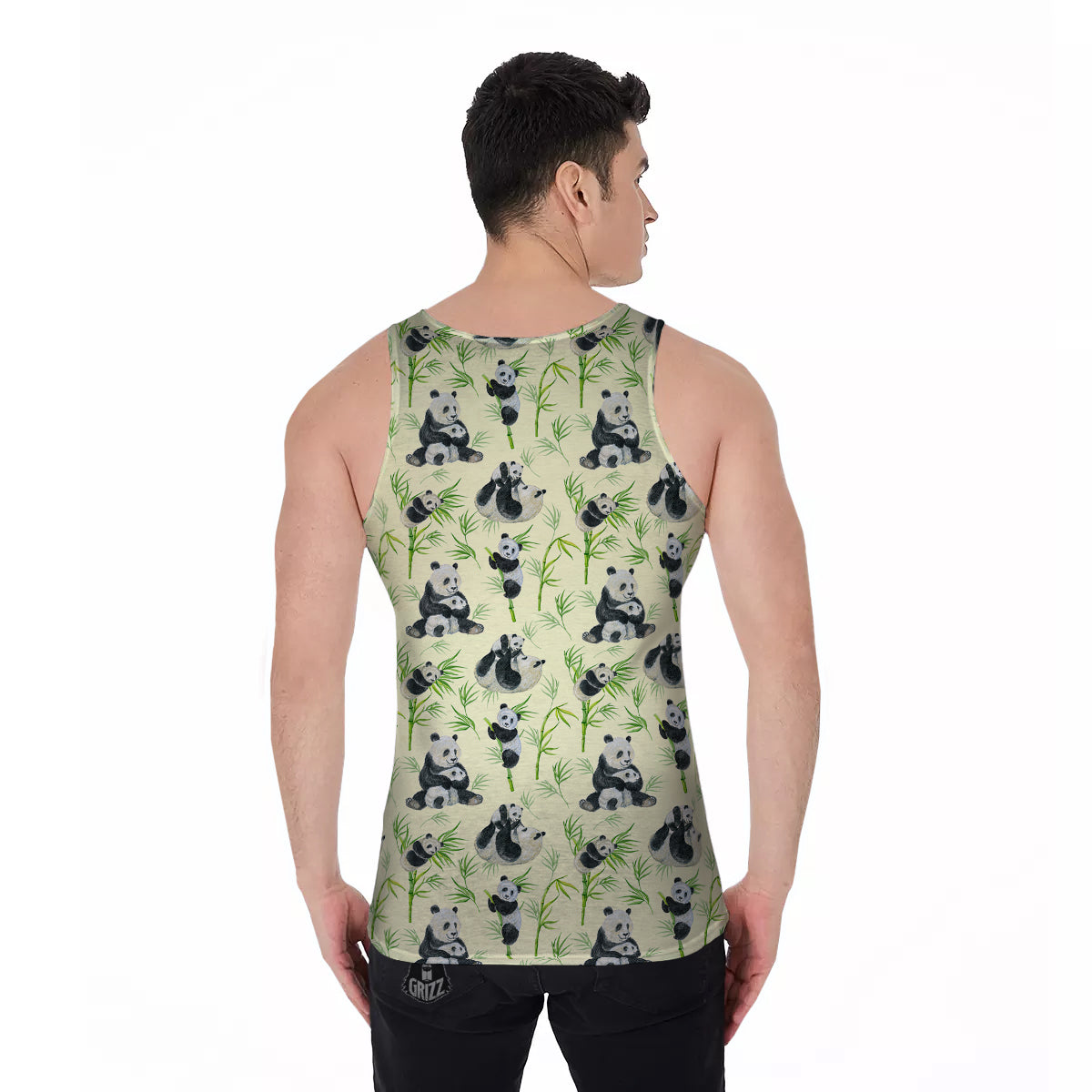 Panda Bamboo And Baby Print Pattern Men's Tank Top-grizzshop