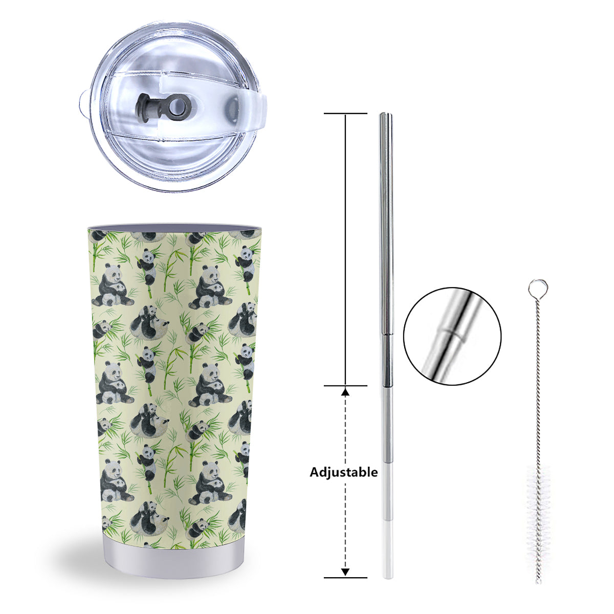 Panda Bamboo And Baby Print Pattern Tumbler-grizzshop