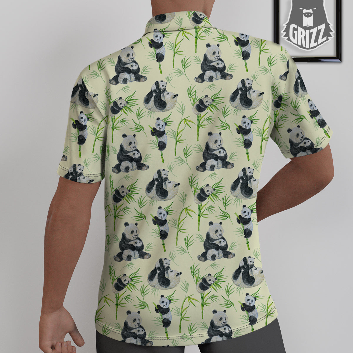 Panda Bamboo And Baby Print Pattern Untucked Shirts-grizzshop