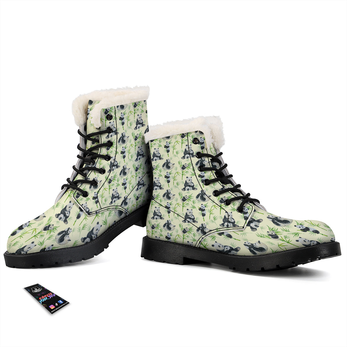 Panda Bamboo And Baby Print Pattern Winter Boots-grizzshop