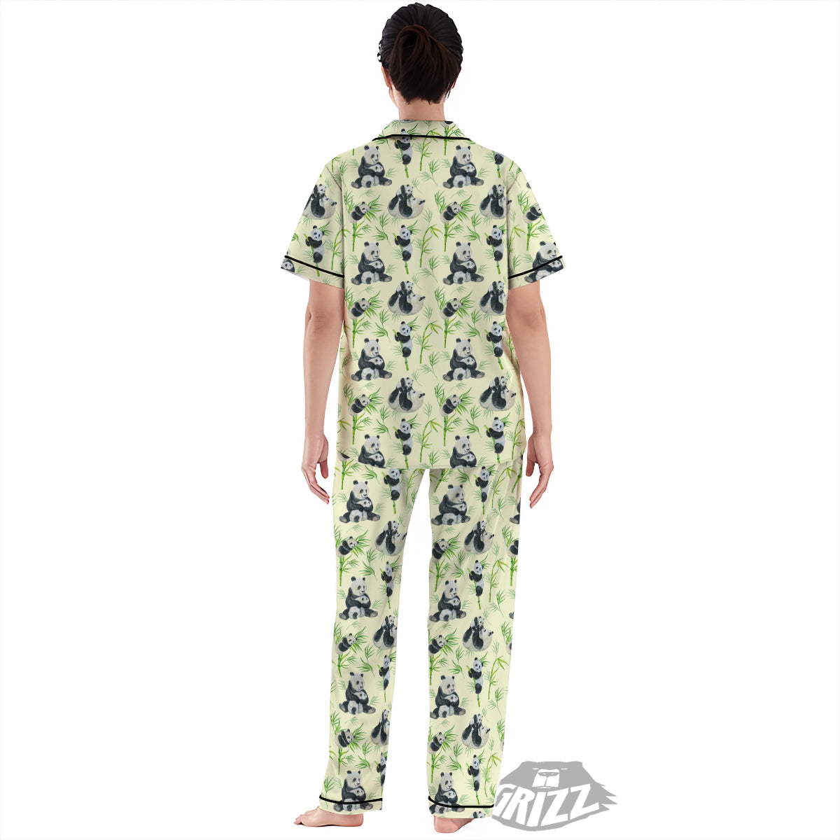 Panda Bamboo And Baby Print Pattern Women's Pajamas Set-grizzshop