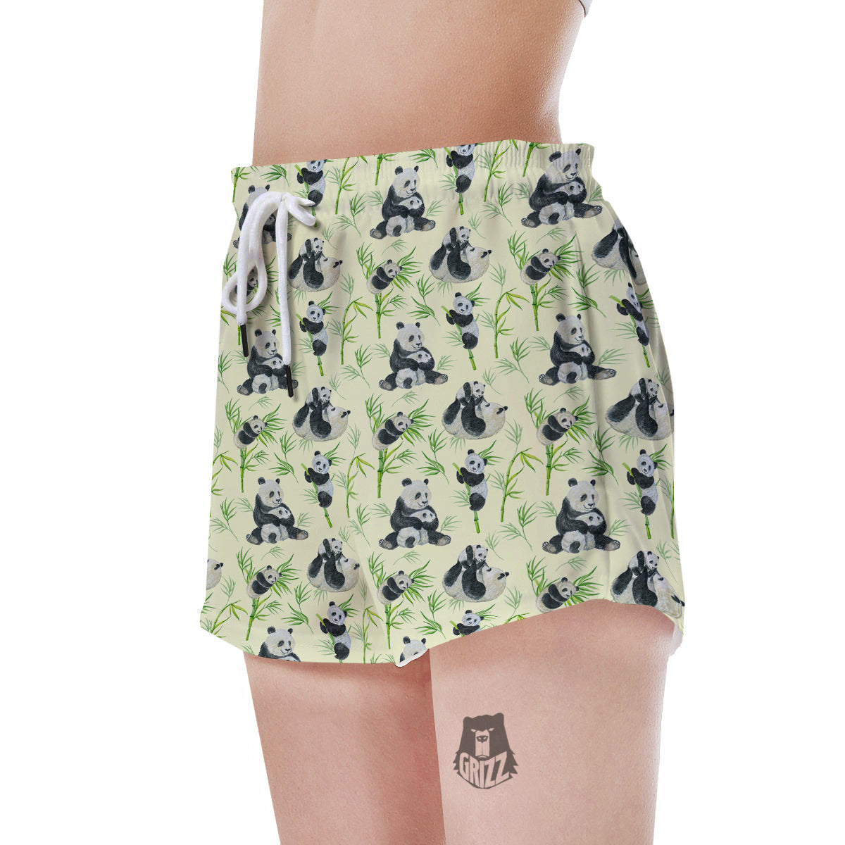 Panda Bamboo And Baby Print Pattern Women's Shorts-grizzshop