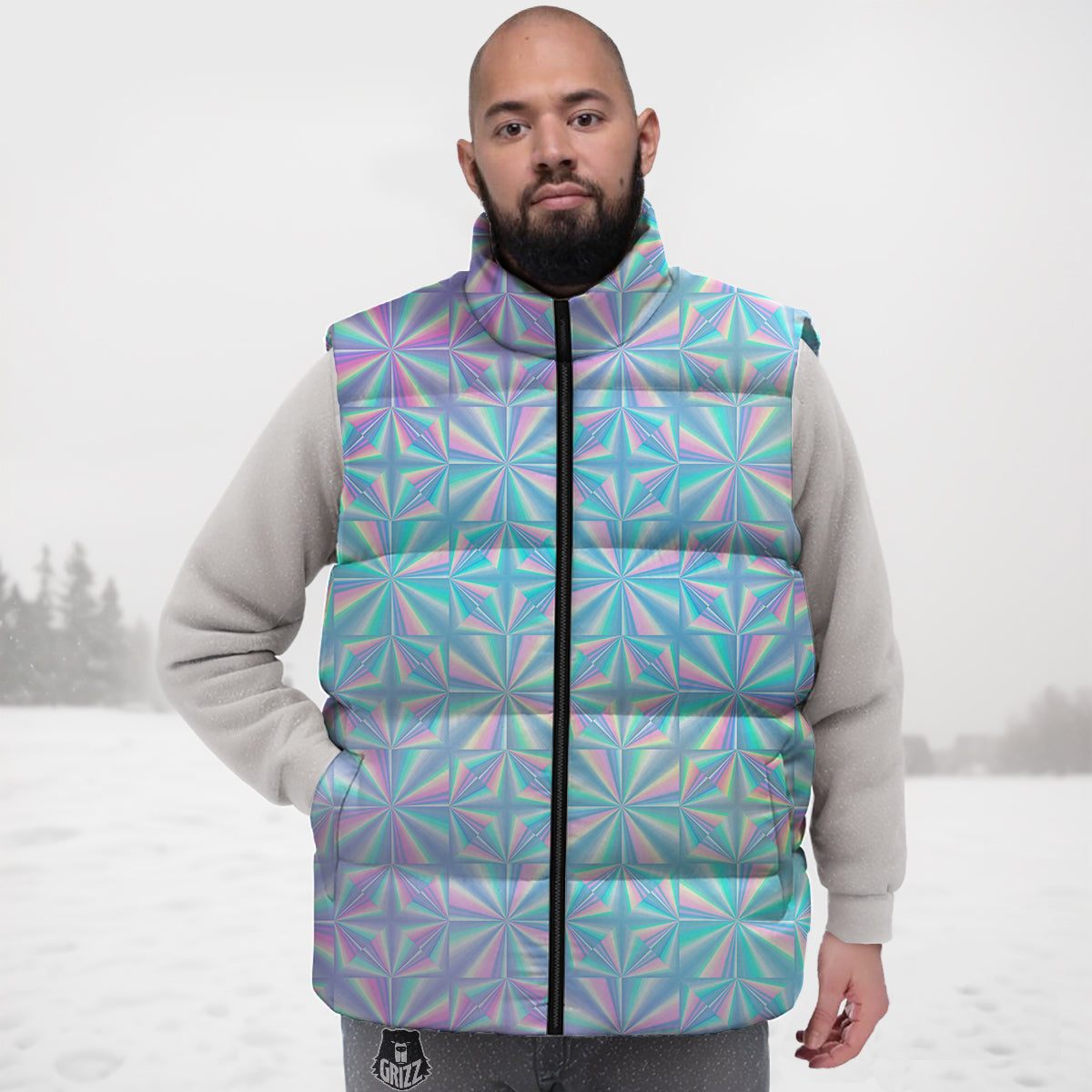 Panda Bamboo Pattern Print Down Vest