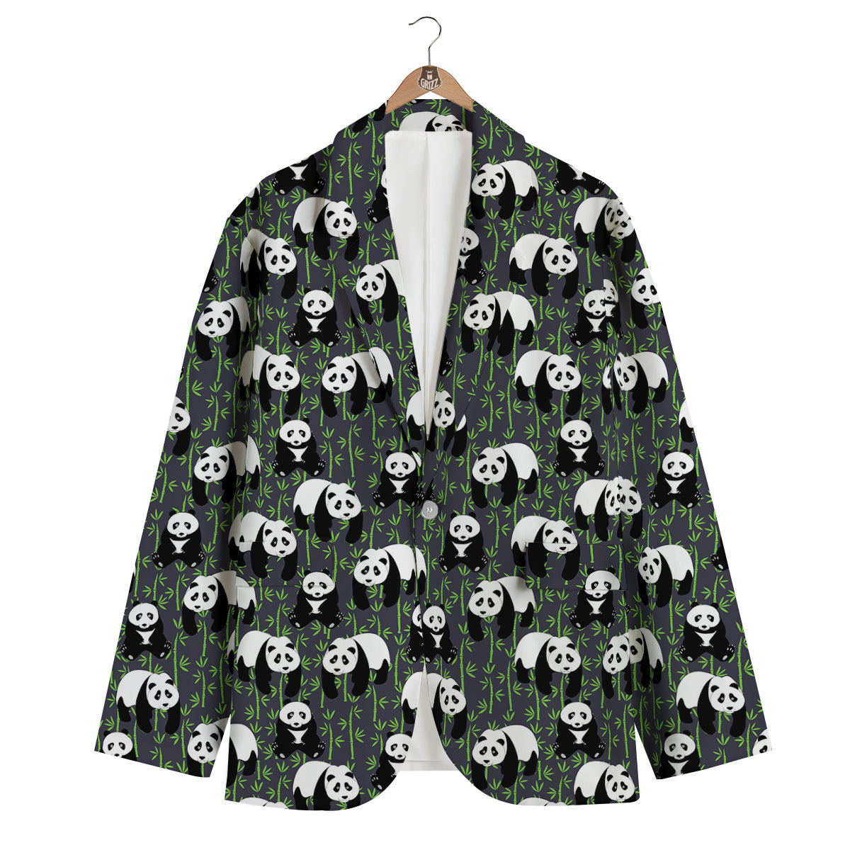 Panda Bamboo Pattern Print Men's Blazer-grizzshop