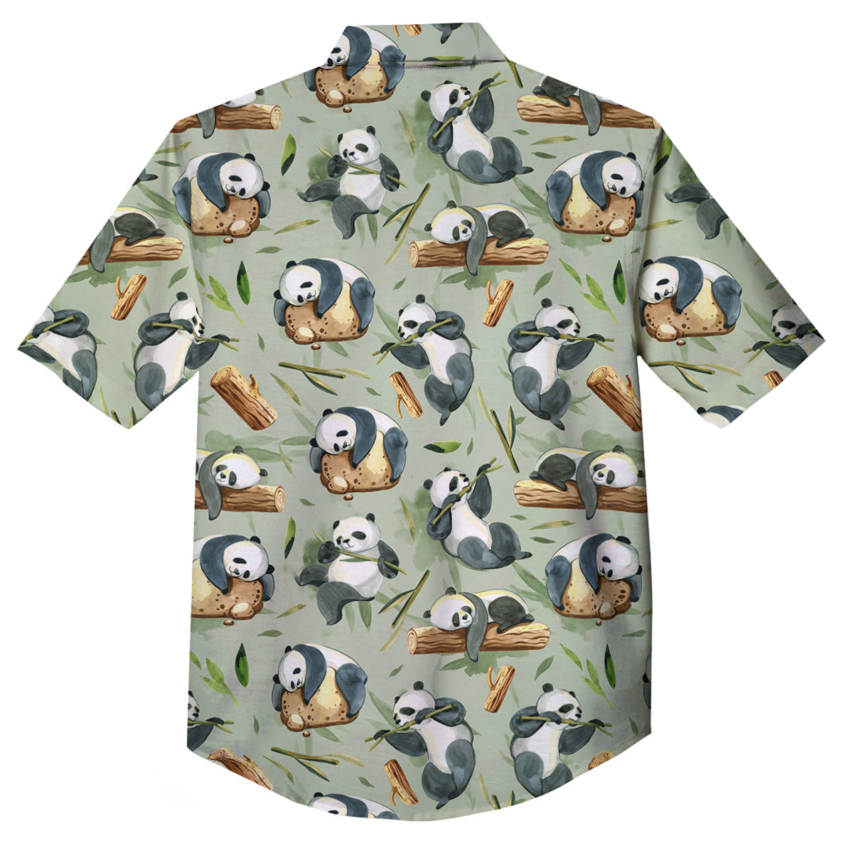 Panda Bear Watercolor Print Pattern Button Up Shirt-grizzshop