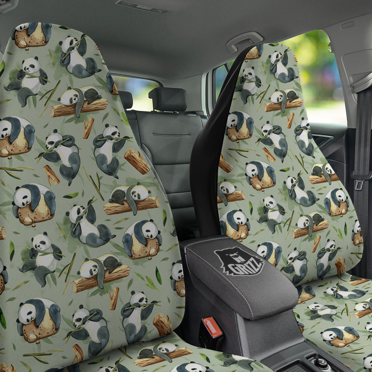 Panda Bear Watercolor Print Pattern Car Seat Covers-grizzshop
