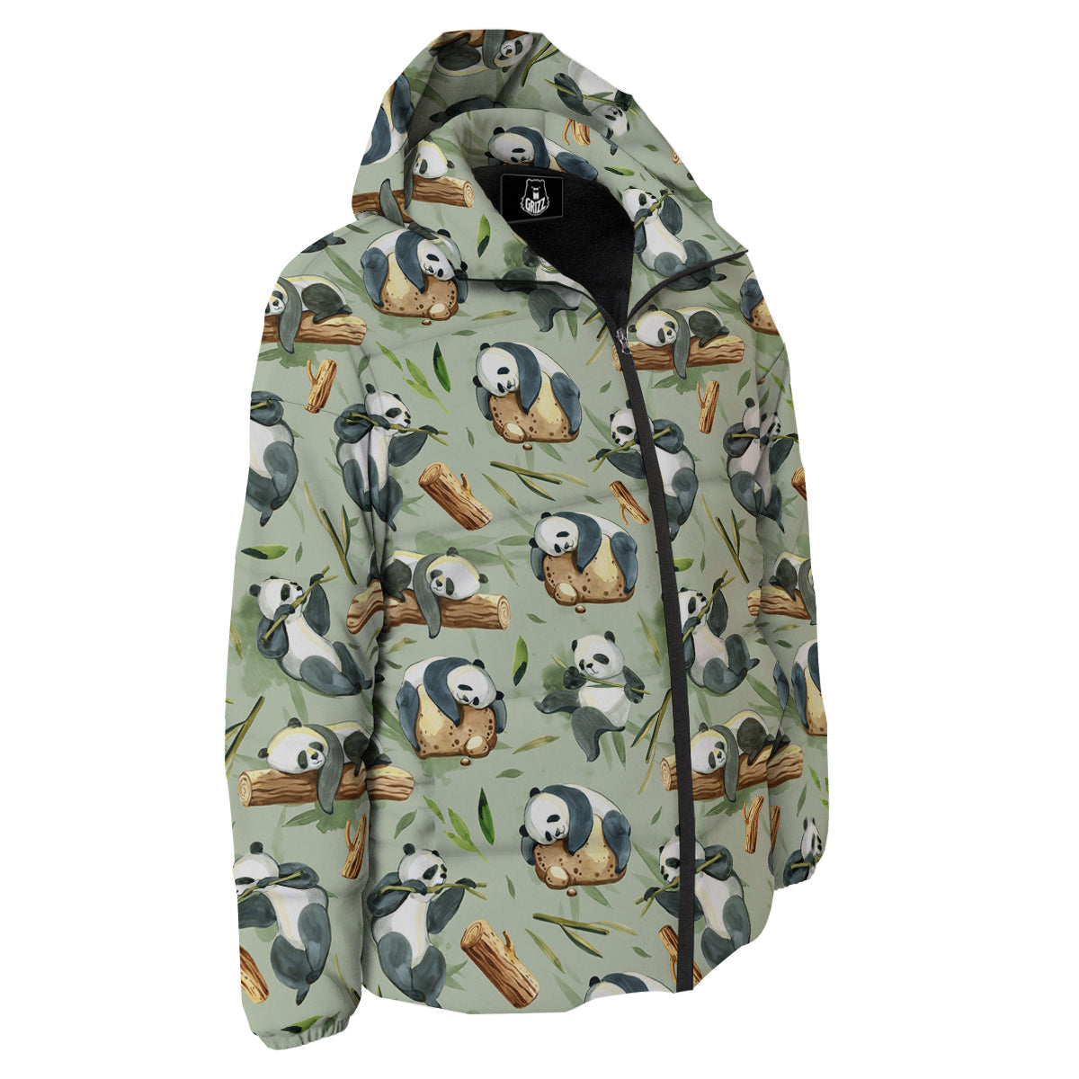 Panda Bear Watercolor Print Pattern Down Jacket-grizzshop