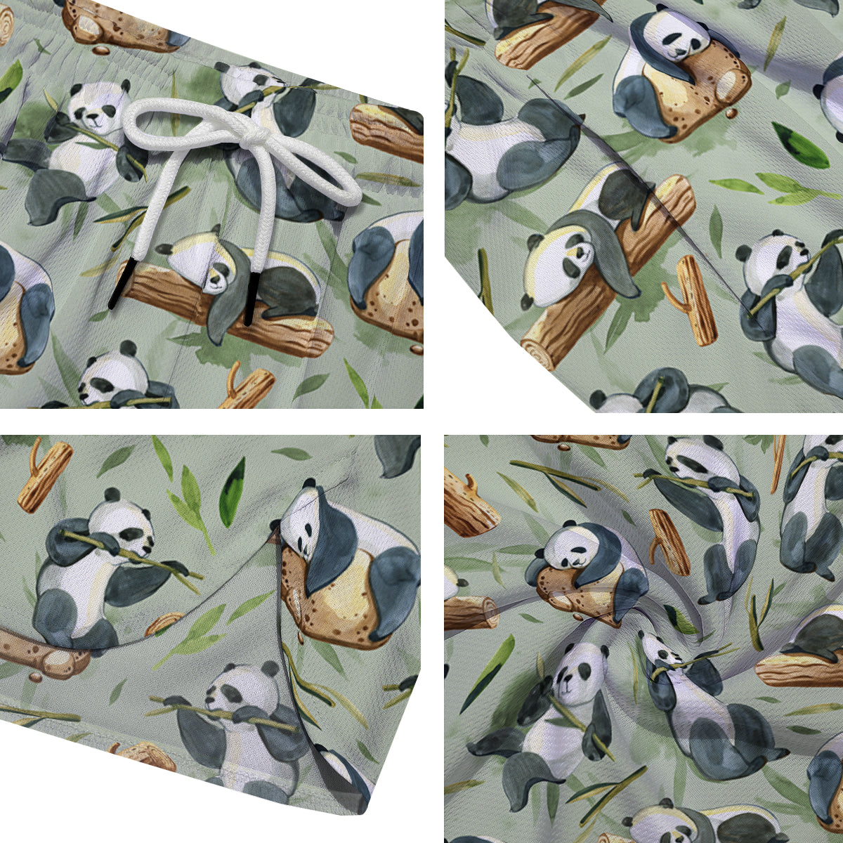 Panda Bear Watercolor Print Pattern Men's Running Shorts-grizzshop