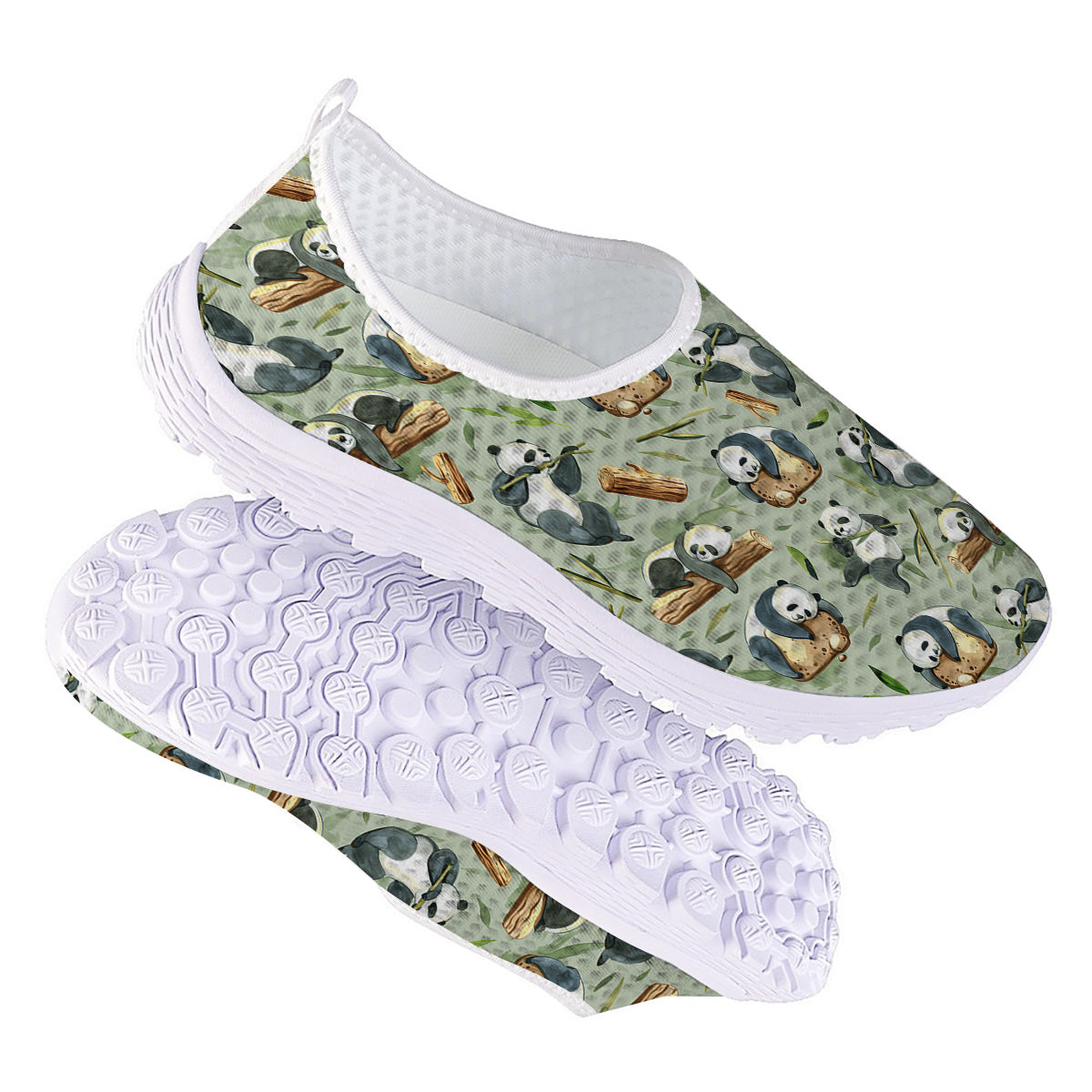 Panda Bear Watercolor Print Pattern Nurse Shoes-grizzshop