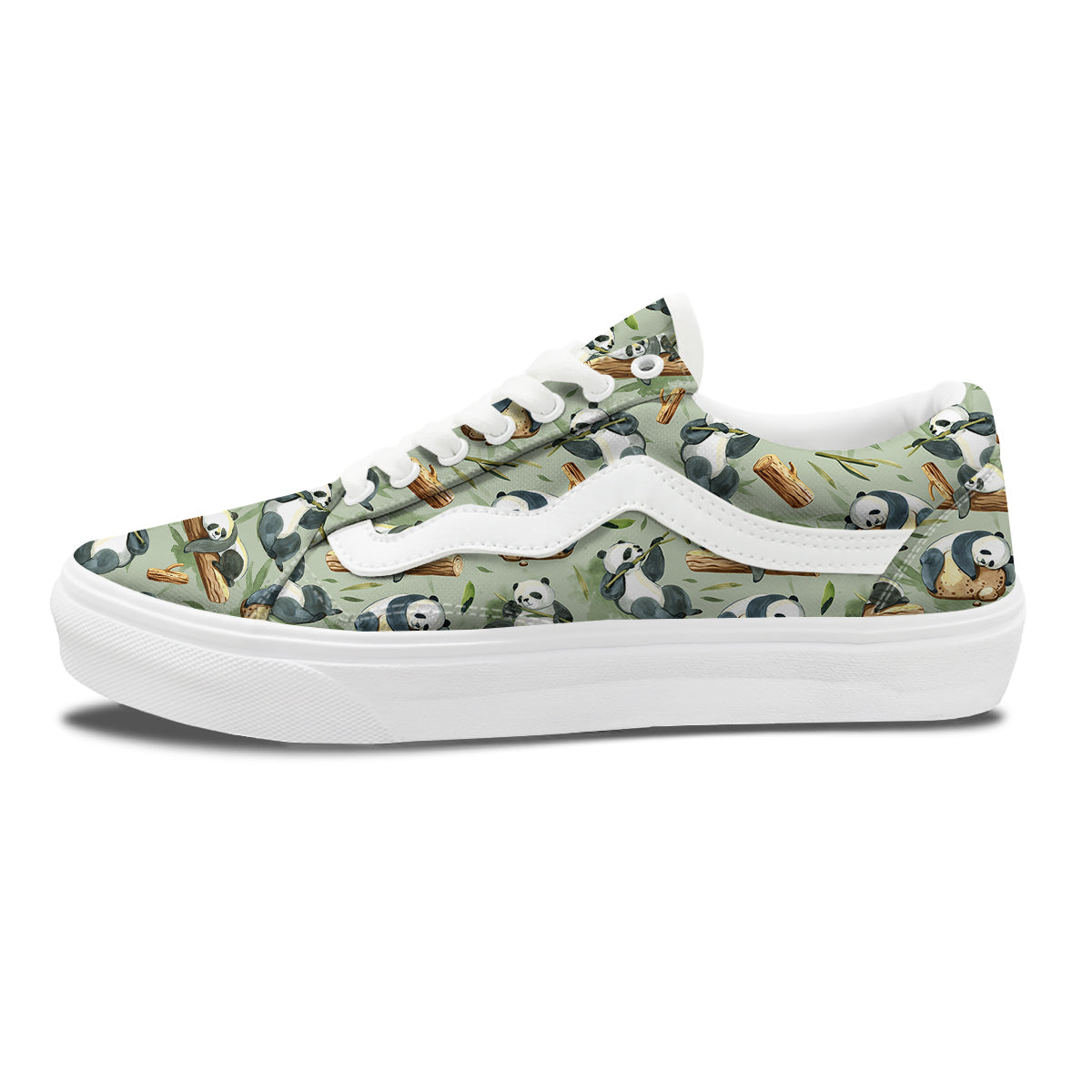Panda Bear Watercolor Print Pattern Skate Shoes-grizzshop