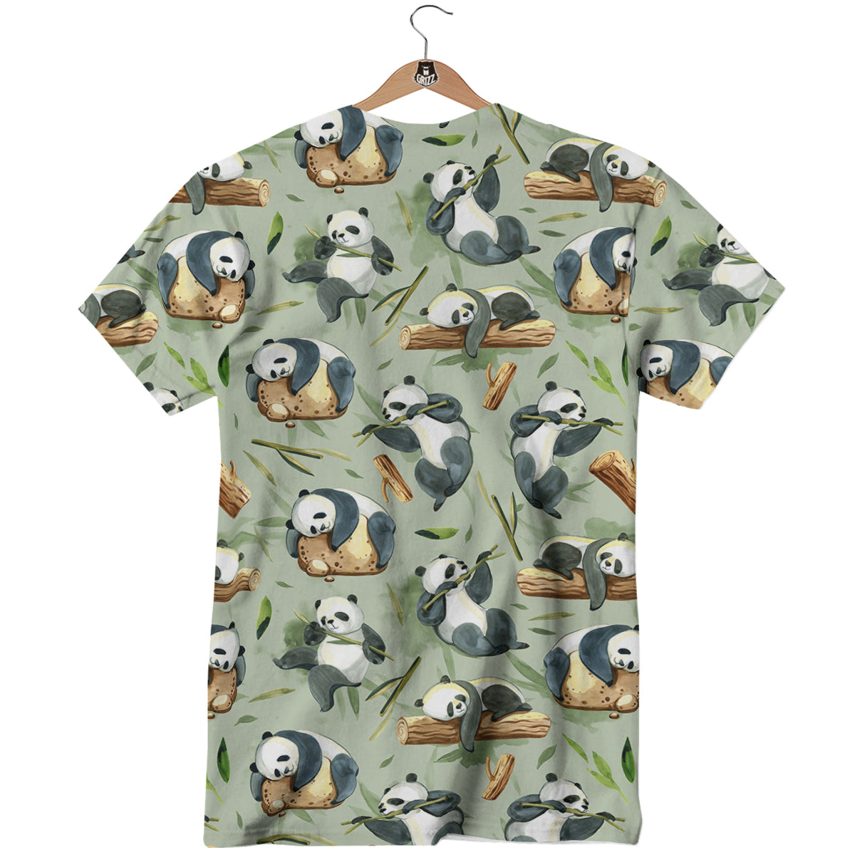 Panda Bear Watercolor Print Pattern T-Shirt-grizzshop