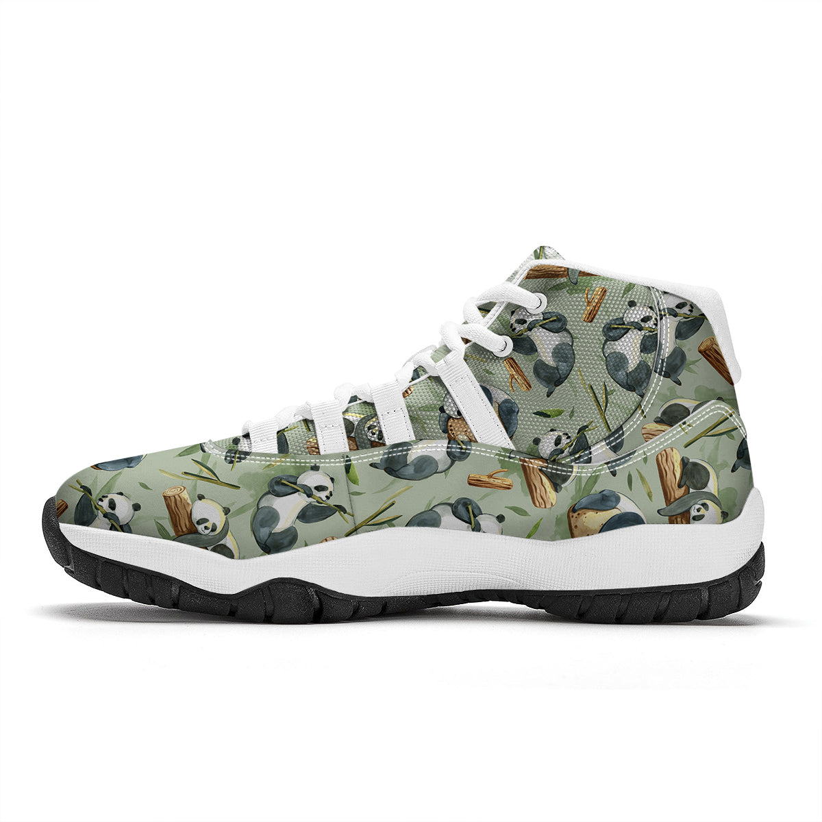 Panda Bear Watercolor Print Pattern White Bball Shoes-grizzshop