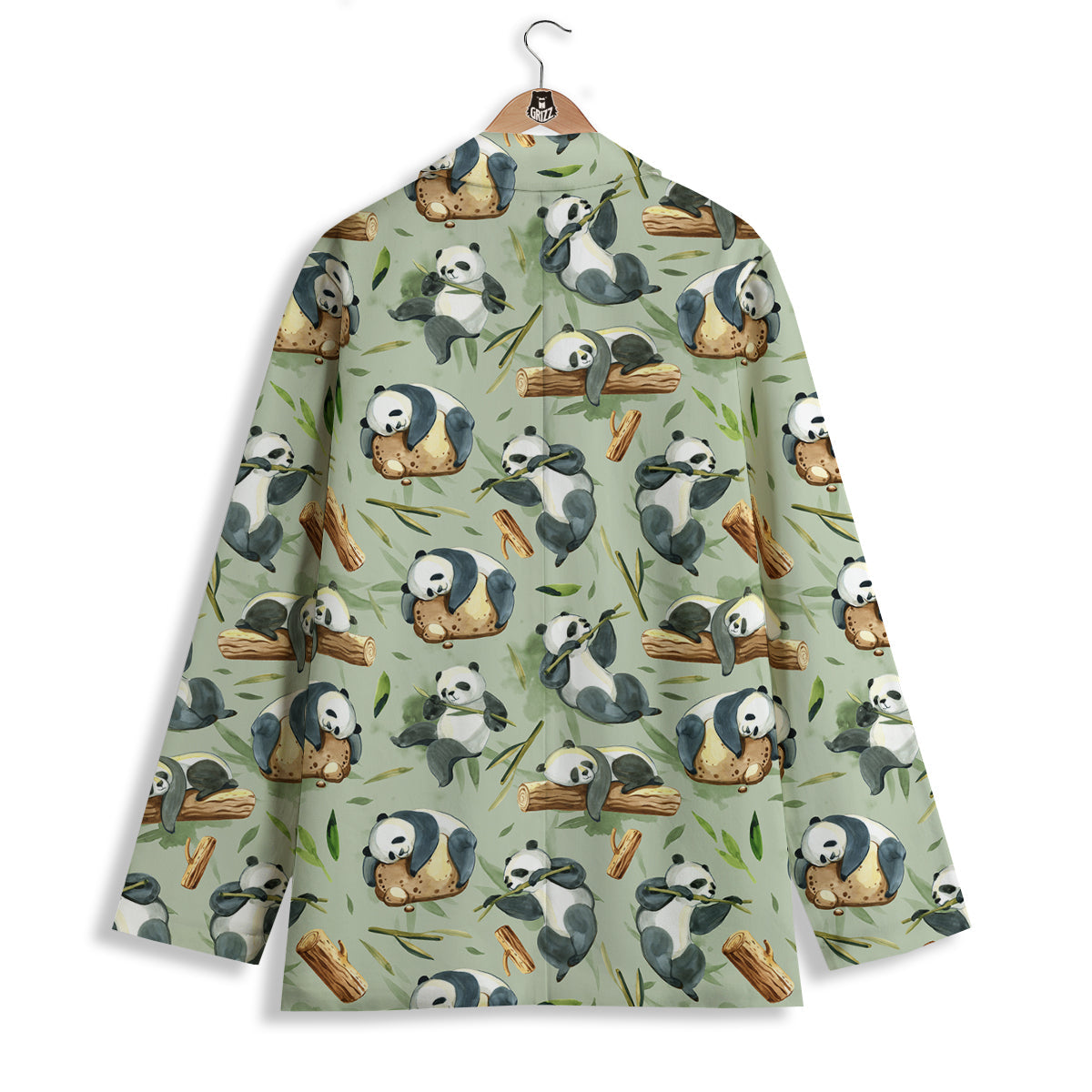 Panda Bear Watercolor Print Pattern Women's Blazer-grizzshop