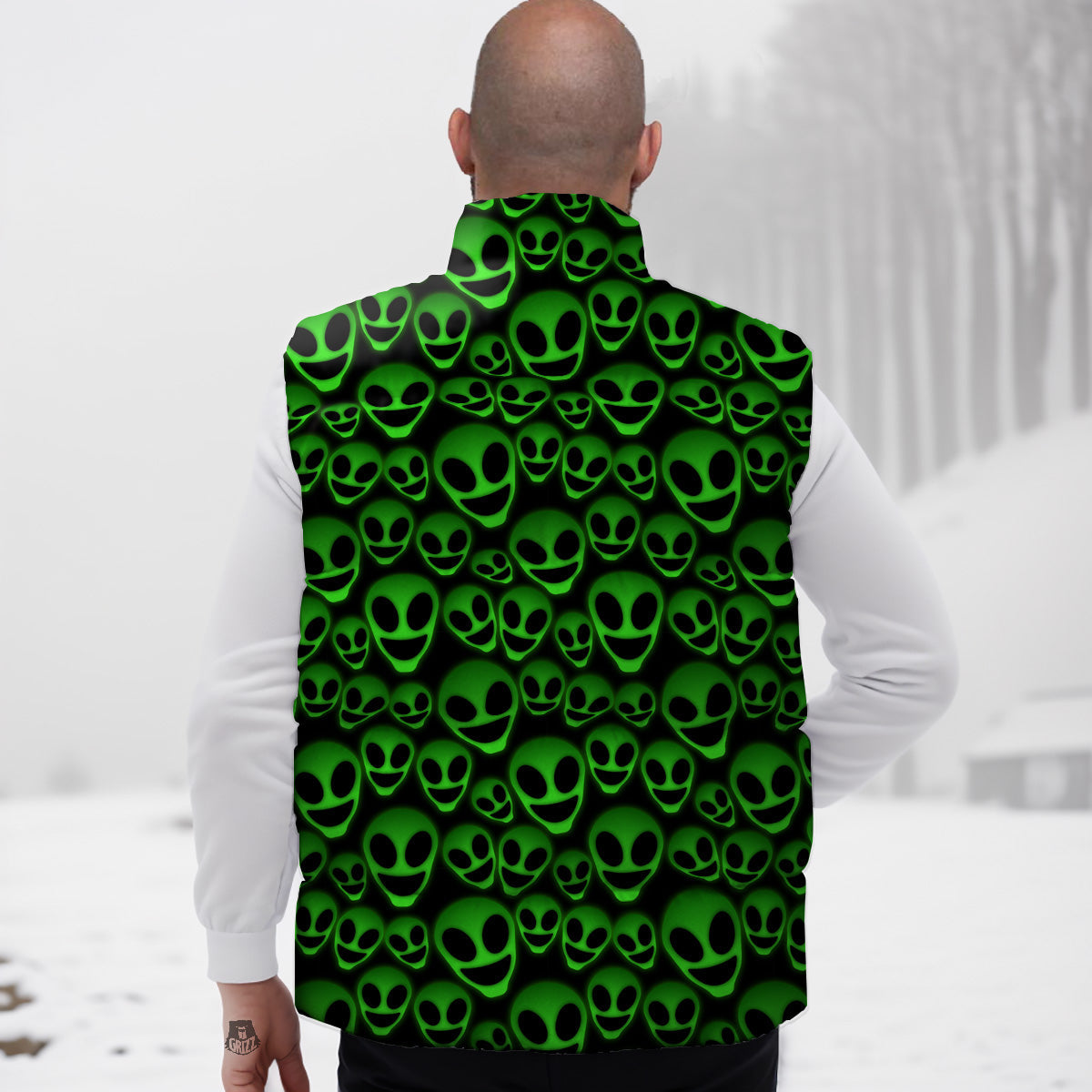 Panda Fruit Pattern Print Down Vest-grizzshop