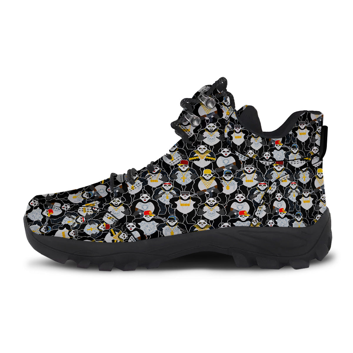 Panda Gangster Gang Print Pattern Hiking Shoes-grizzshop