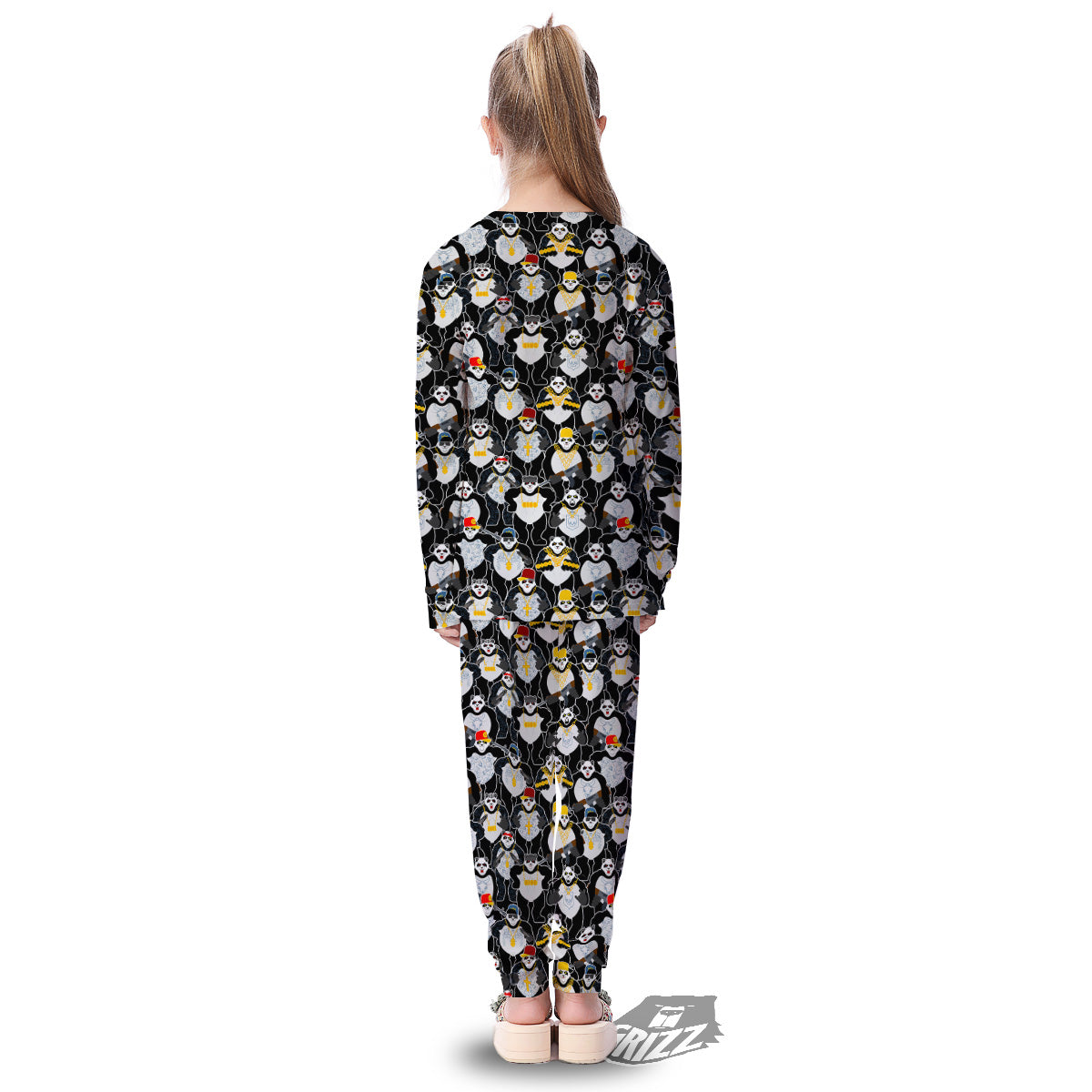 Panda Gangster Gang Print Pattern Kid's Pajamas-grizzshop