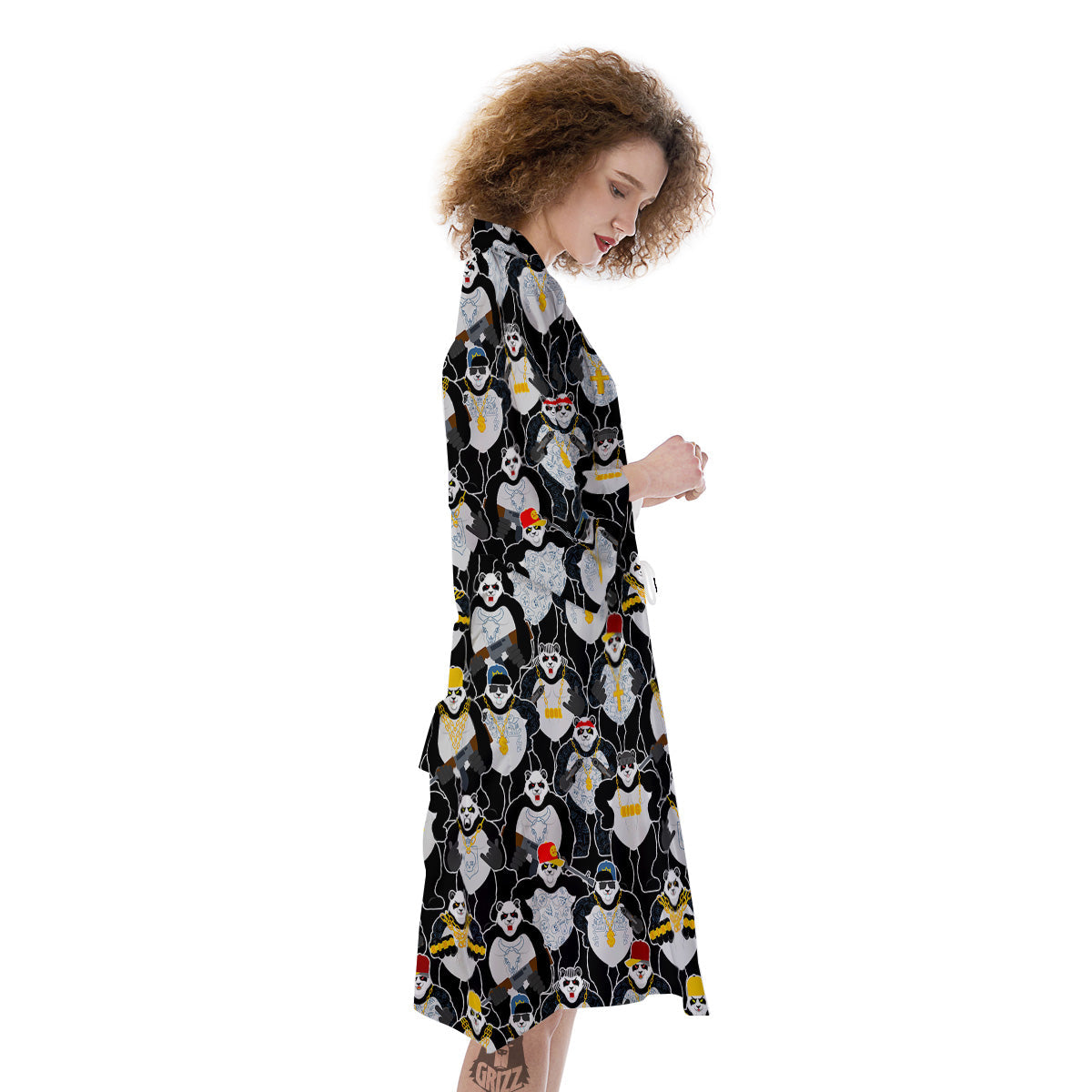 Panda Gangster Gang Print Pattern Kimono-grizzshop