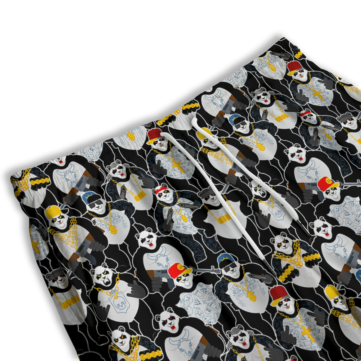 Panda Gangster Gang Print Pattern Men's Athletic Shorts