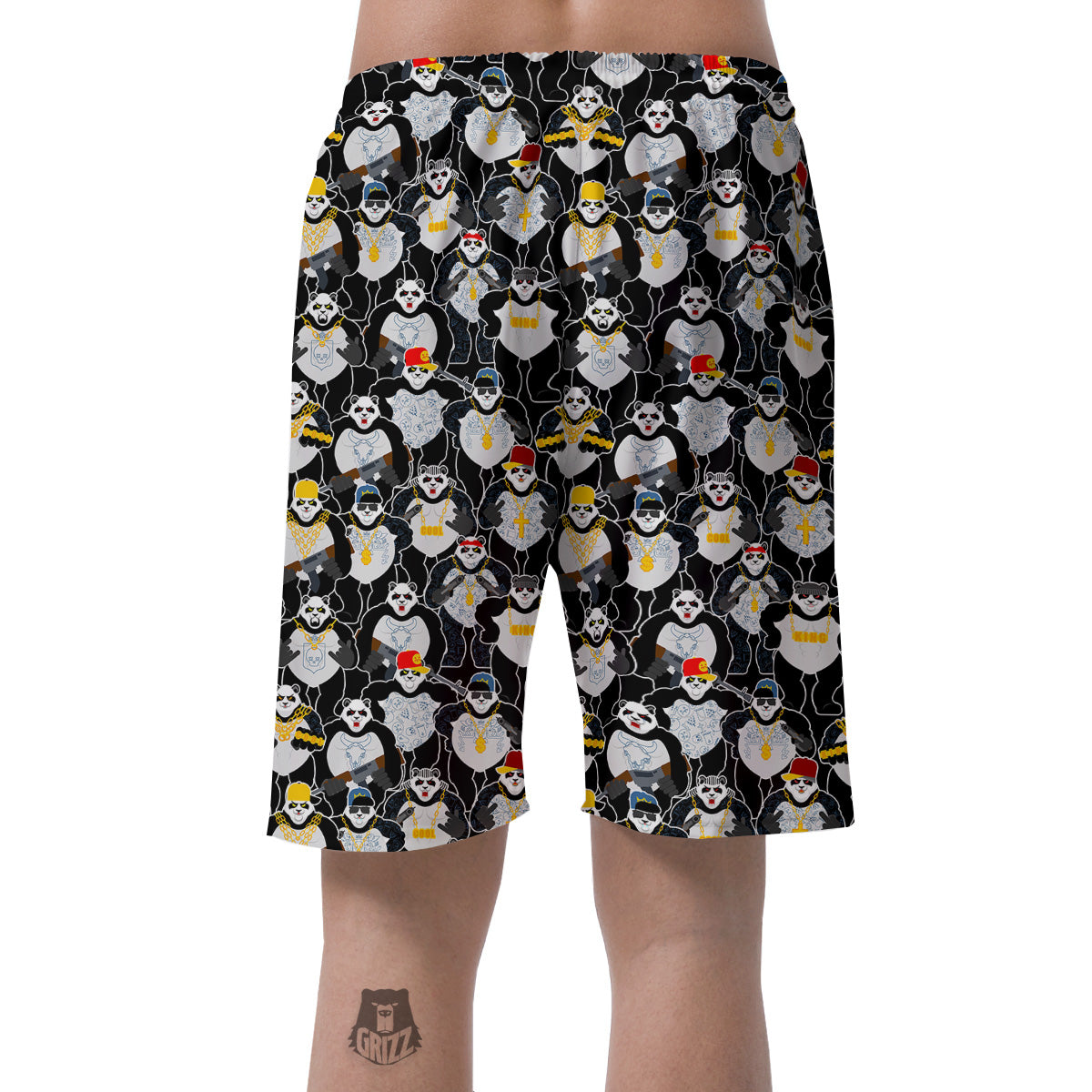 Panda Gangster Gang Print Pattern Men's Shorts-grizzshop