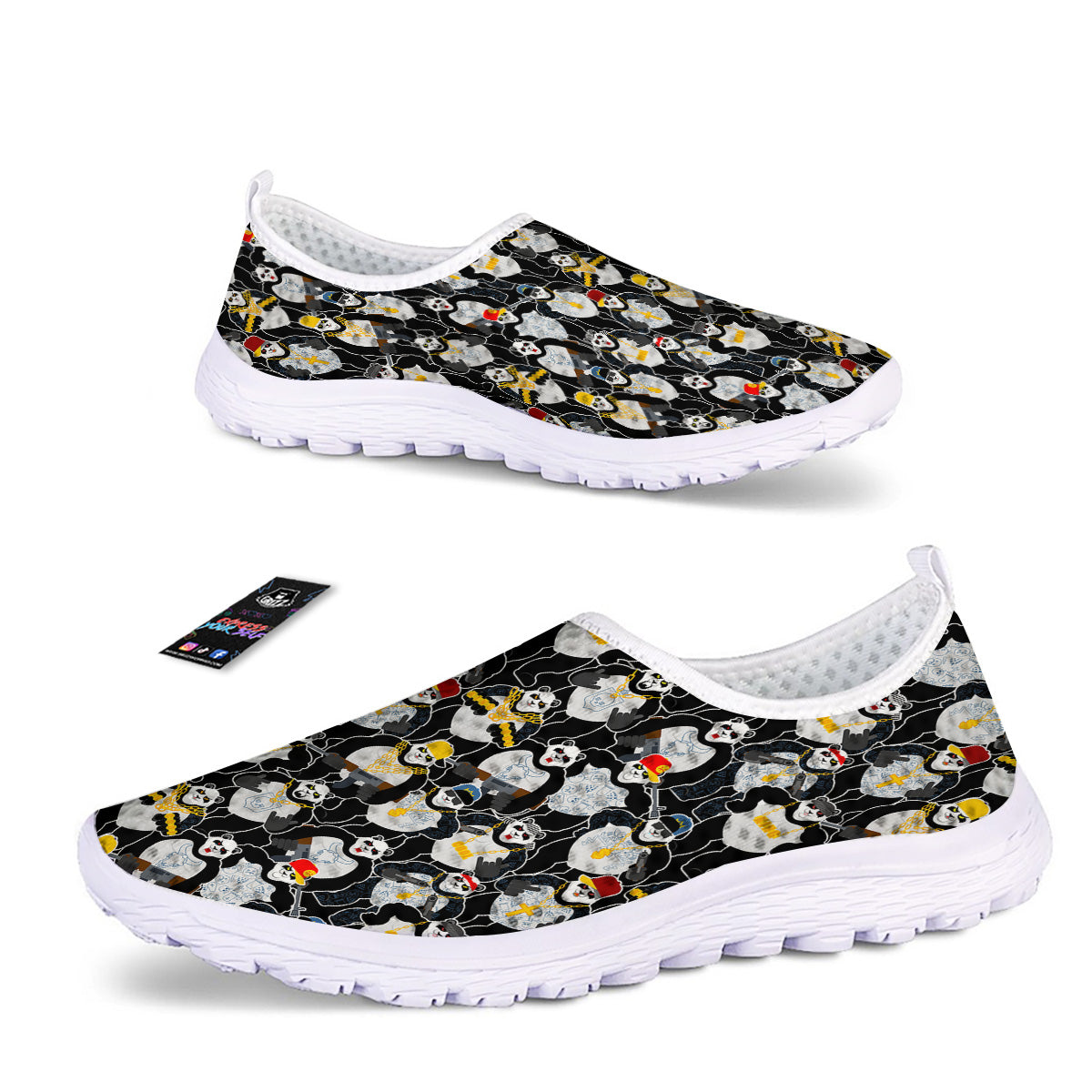Panda Gangster Gang Print Pattern Nurse Shoes-grizzshop