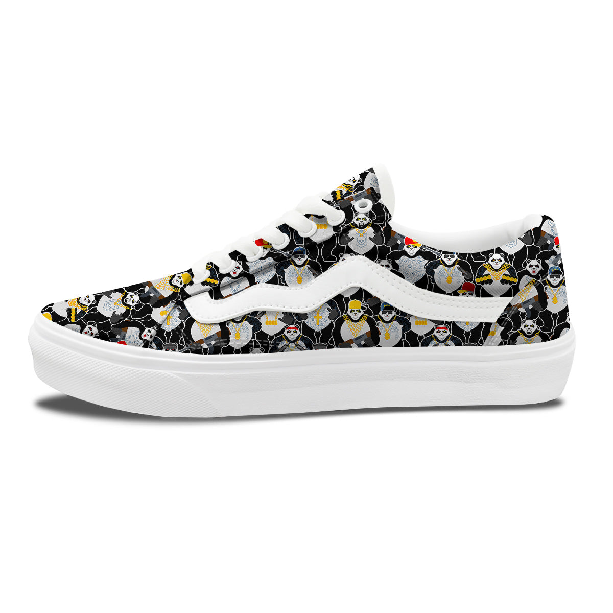 Panda Gangster Gang Print Pattern Skate Shoes-grizzshop