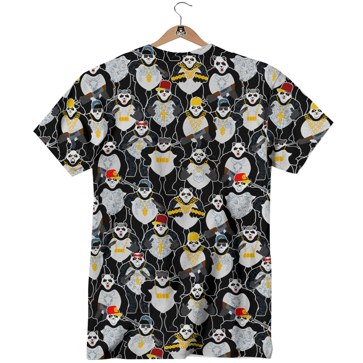 Panda Gangster Gang Print Pattern T-Shirt-grizzshop