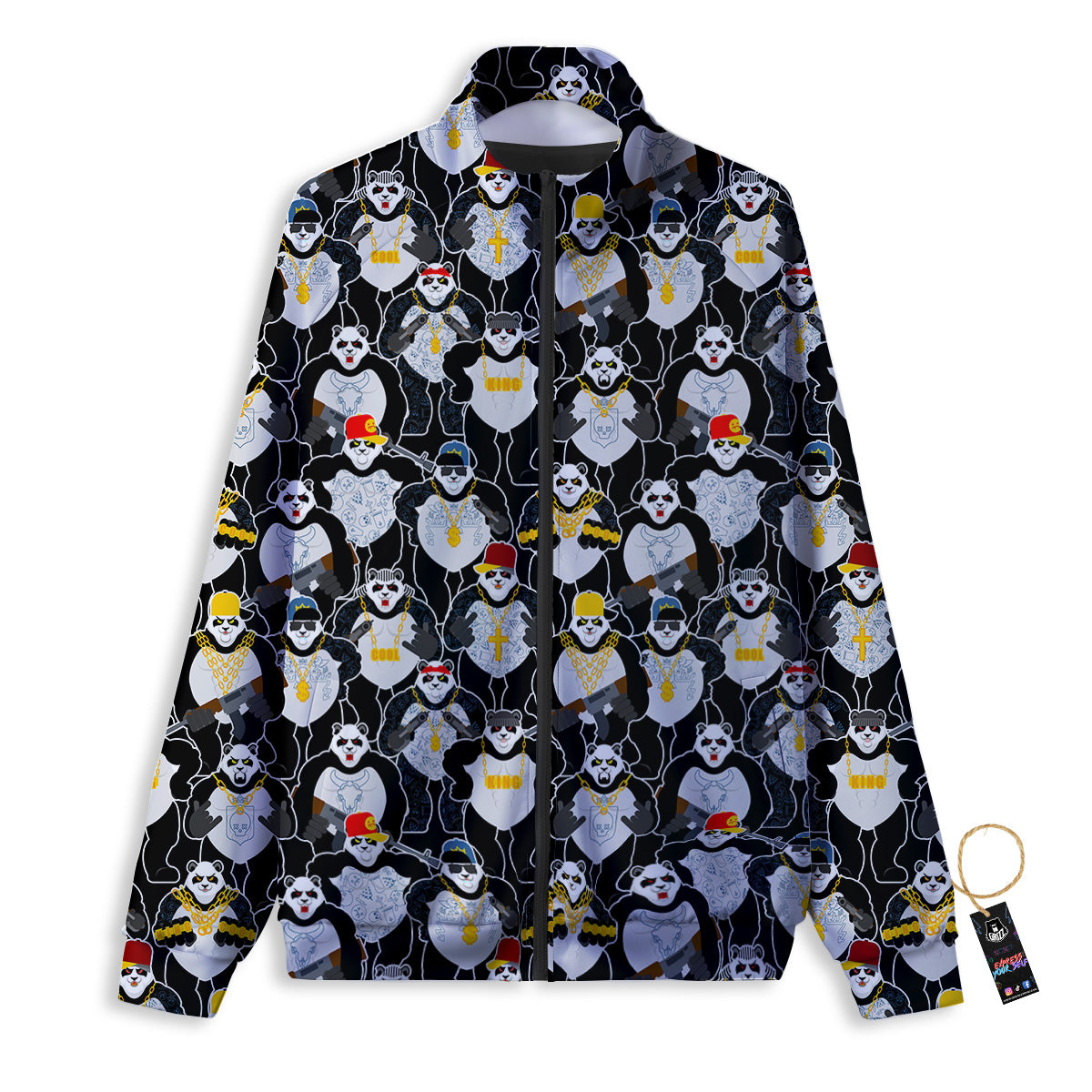 Panda Gangster Gang Print Pattern Track Jacket-grizzshop