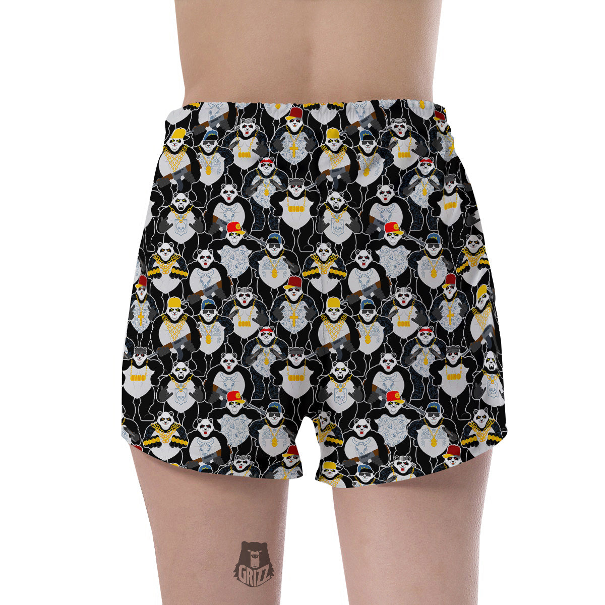 Panda Gangster Gang Print Pattern Women's Shorts-grizzshop
