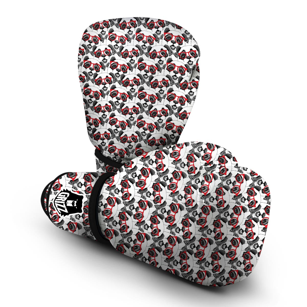 Panda Red Glasses Pattern Print Boxing Gloves-grizzshop