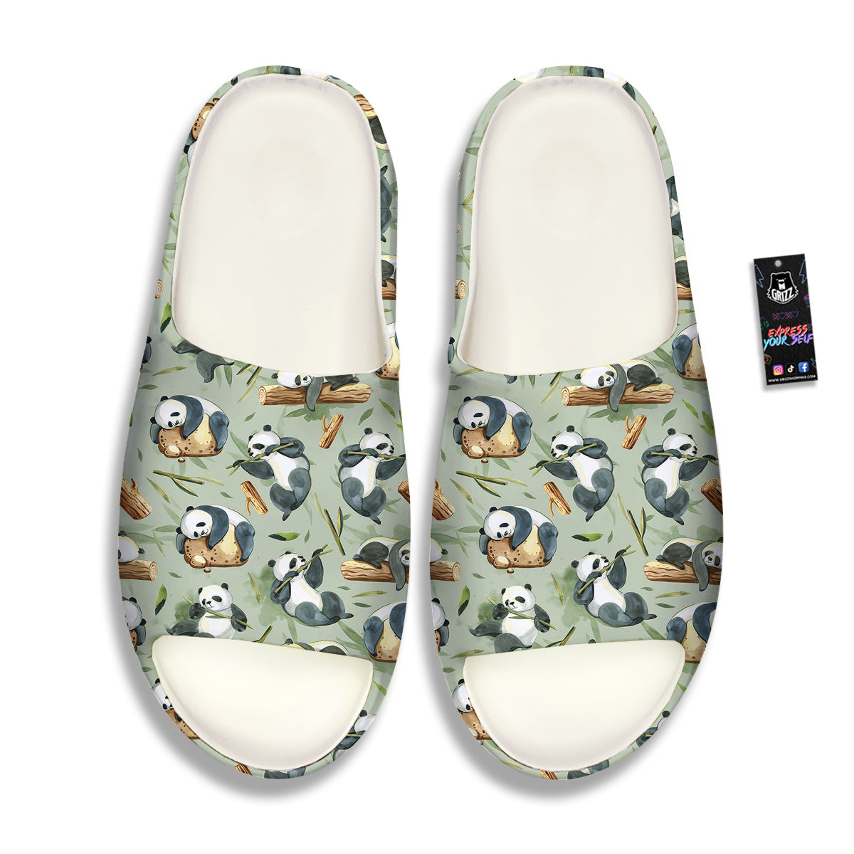 Panda Bear Watercolor Print Pattern Sandals-grizzshop