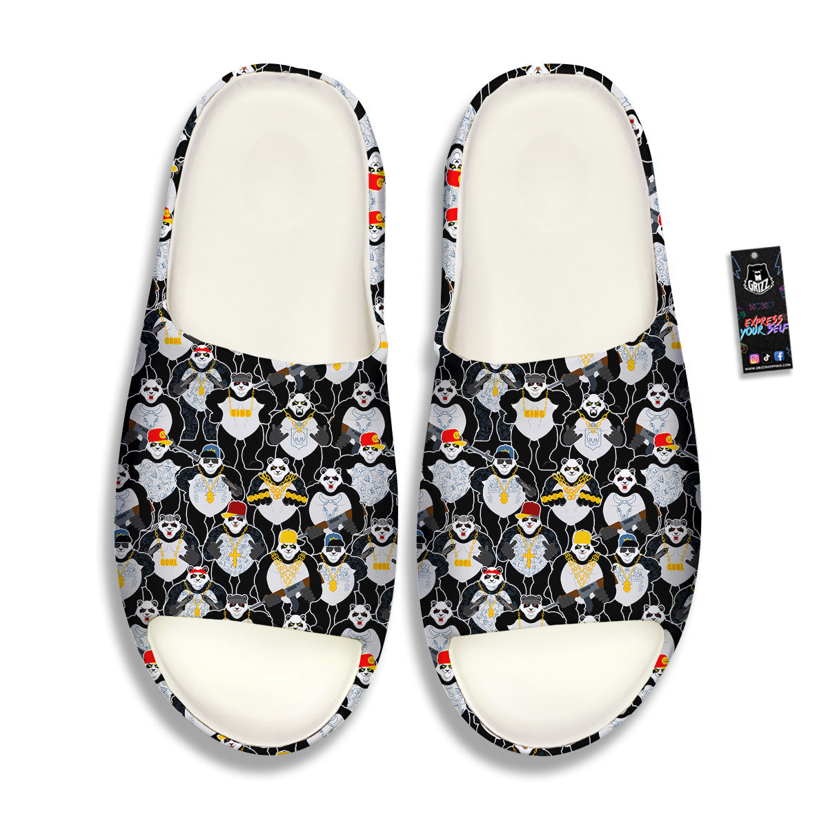 Panda Gangster Gang Print Pattern Sandals-grizzshop