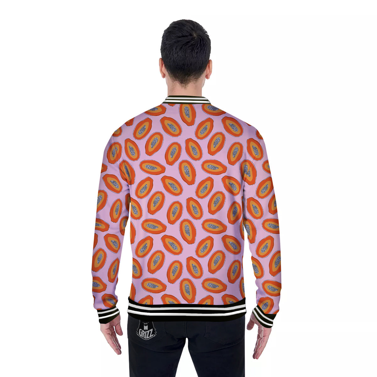 Papaya Cute Print Pattern Baseball Jacket-grizzshop